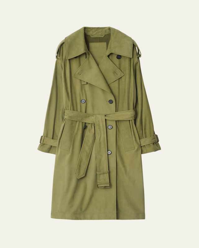 Double-Breasted Suede Trench Coat